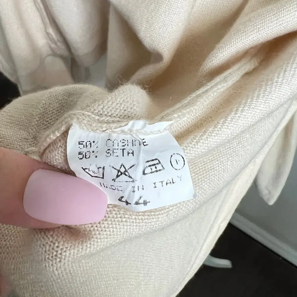 Giorgio's of Palm Beach Cashmere Silk Cardigan Women's 44 US M Off White Sweater